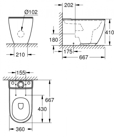 Унитаз напольный безободковый Grohe Essence Ceramic 39572 00H (3957200H)