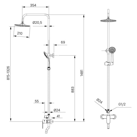 Душевая стойка Milardo Rosco ROSSB1FM06