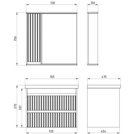 Зеркальный шкаф (72х75)  ASB-Mebel Мирано 75  12259