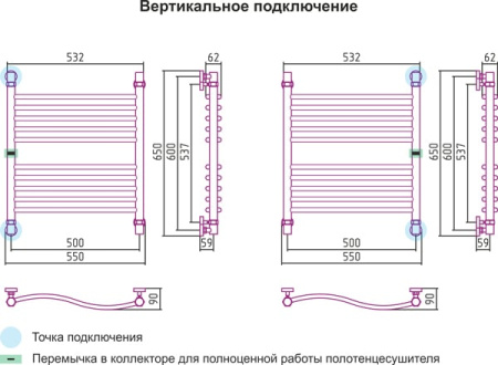 Полотенцесушитель водяной Сунержа Флюид 00-0122-6050