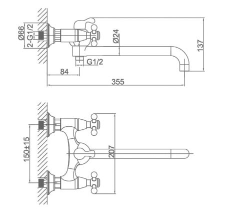 Смеситель для ванны D&K Hessen Hercules (DA1423341)