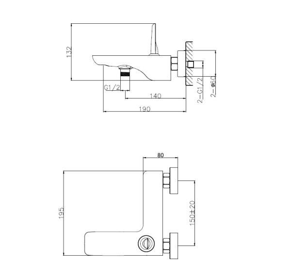 Смеситель для ванны WONZON & WOGHAND SHARK, хром WW-48B3101-CR