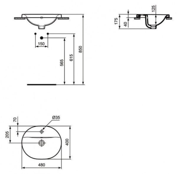 Раковина встраиваемая сверху Ideal Standard Connect E503801