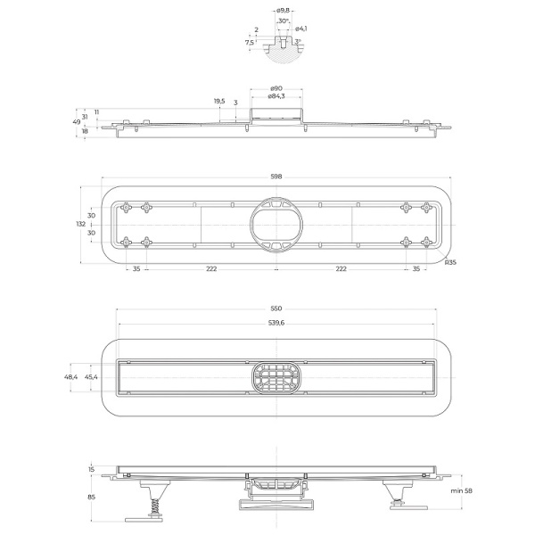Душевой лоток BelBagno Luce BB-LD-LUCE-60-CR