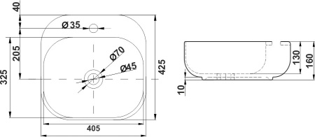 Раковина накладная (42х42) Melana 320306-805