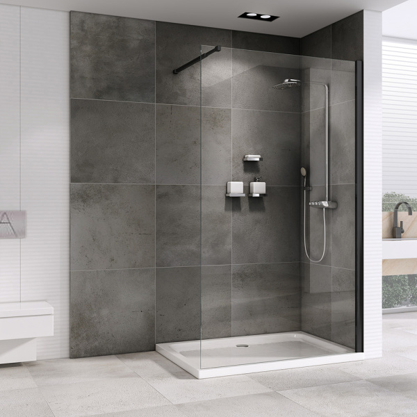 Душевая перегородка (90х200) ABBER Immer Offen AG61090B черный