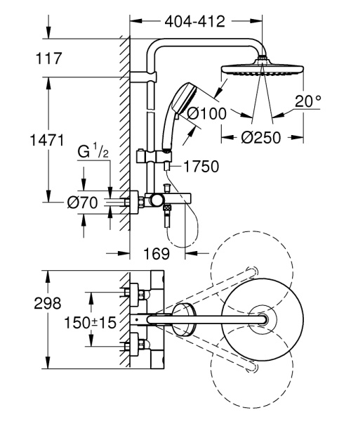 Душевая система Grohe Tempesta Cosmopolitan System 250 26672 000 (26672000) хром