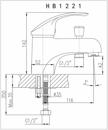 Смеситель на борт ванны Haiba HB1221