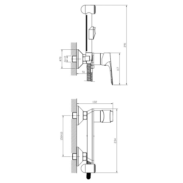 Смеситель с гигиеническим душем Rossinka RS27 (RS27-52)