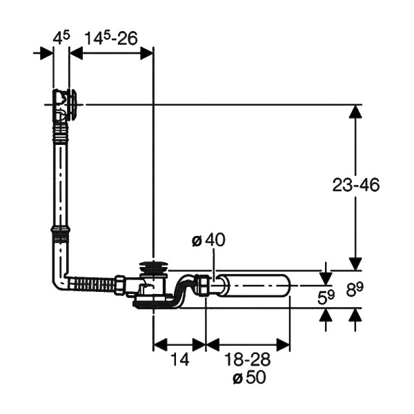 Слив-перелив для ванны Geberit с системой нажатия PushControl, глянцевый хром 150.755.21.1