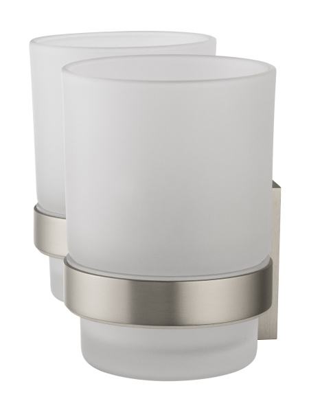 Два стакана для зубных щеток с держателем WONZON & WOGHAND POLO, брашированный никель WW-8928-BN