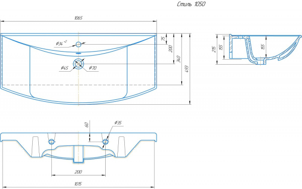 Раковина встраиваемая Onika Стиль 105 4620008197340