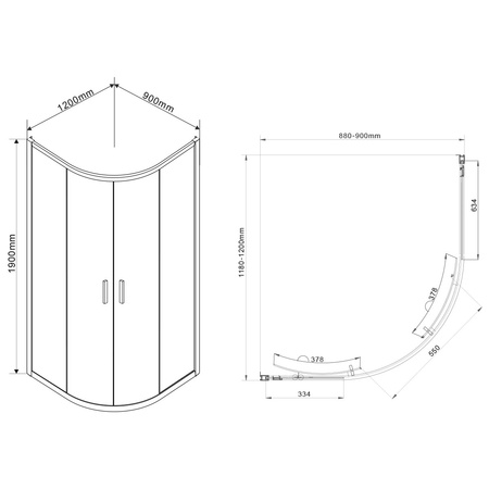 Душевой уголок Vincea  Garda VSJ-1G129CL (120х90)  хром, стекло прозрачное