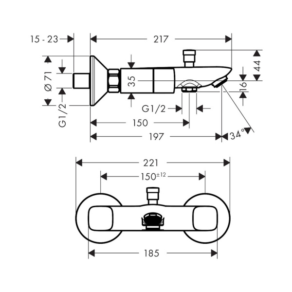 Смеситель для ванны Hansgrohe Logis 71243000 хром