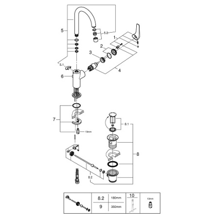 Смеситель для раковины Grohe BauFlow 23753 000 (23753000) хром