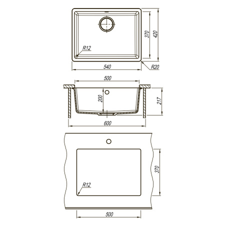 Кухонная мойка Lemark SINARA 540-U  бежевый 9910074