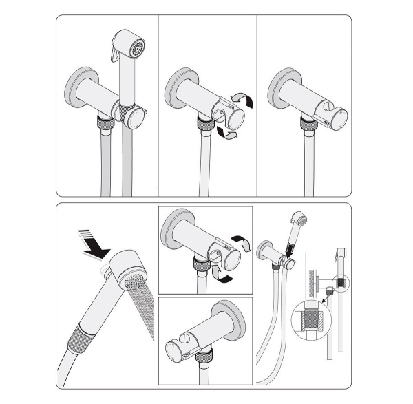 Гигиенический набор с прогрессивным смесителем Bossini Paloma Brass E37007B.030 хром глянец