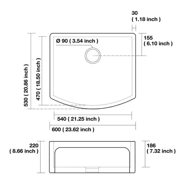 Кухонная мойка (60х53) Kerasan Hannah Devon  544001 белая