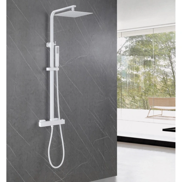 Душевая стойка ABBER Daheim AF8260WL с термостатом без излива, белый