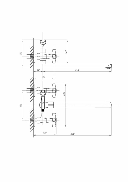 Смеситель для ванны ПСМ-Профсан  ЕВРО PSM-159-75