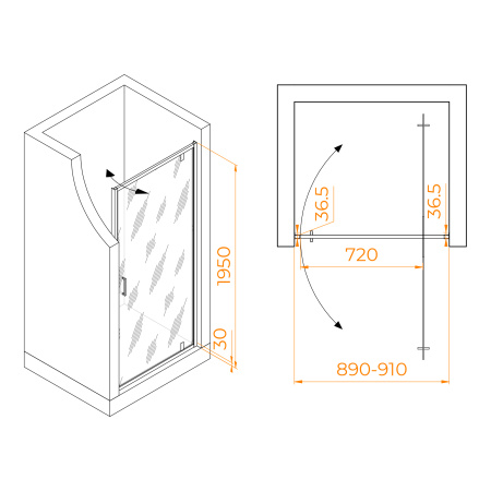 Душевая дверь 90 см RGW Leipzig LE-102 711210209-11 прозрачное