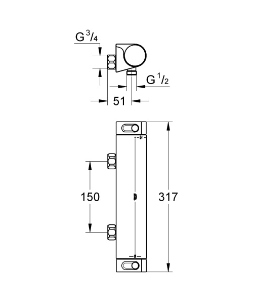 Термостат для душа Grohe Grohtherm 2000 New 34170 001 (34170001) хром Термостат для душа Grohe Grohtherm 2000 New 34170 001 (34170001) хром