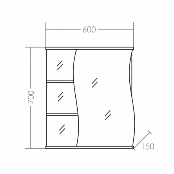 Зеркальный шкаф (60х70)  СаНта Волна 60 101014