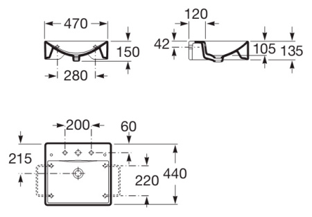 Раковина накладная (47x44) Roca Diverta 327111000
