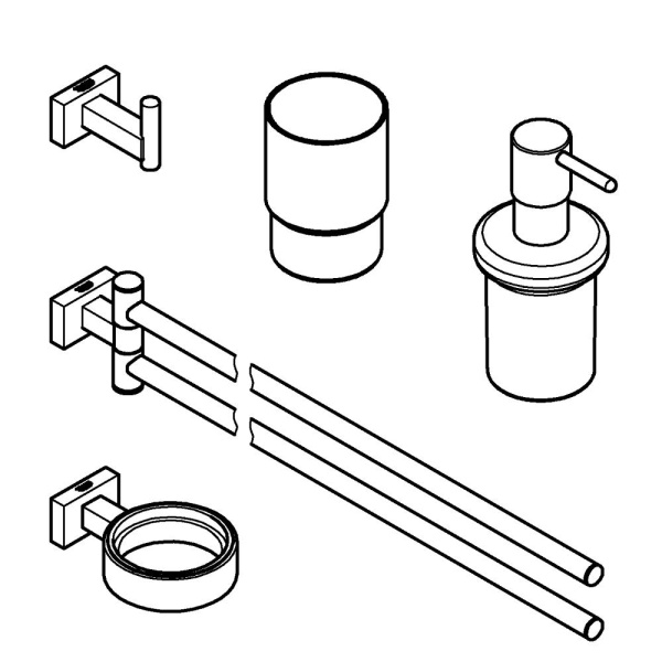 Набор аксессуаров 4 в 1 Grohe Essentials Cube 40847 001 (40847001) хром  Набор аксессуаров 4 в 1 Grohe Essentials Cube 40847 001 (40847001) хром