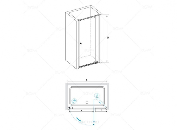 Дверь распашная регулируемая RGW PA-02-B 04080212-14
