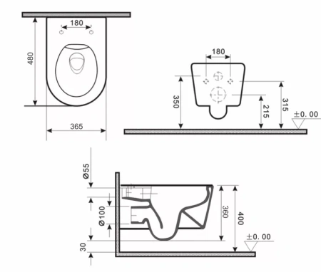 Подвесной унитаз безободковый Gid Tr2130