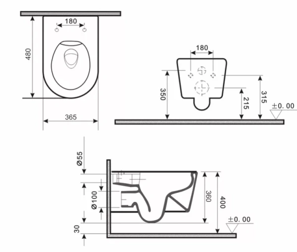Подвесной унитаз безободковый Gid Tr2130