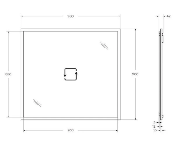 Зеркало (98х90) Cezares Tiffany 45047 Nero grafite