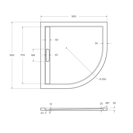 Поддон из искусственного мрамора (90х90) CEZARES TRAY-AS-R-90-30-NERO