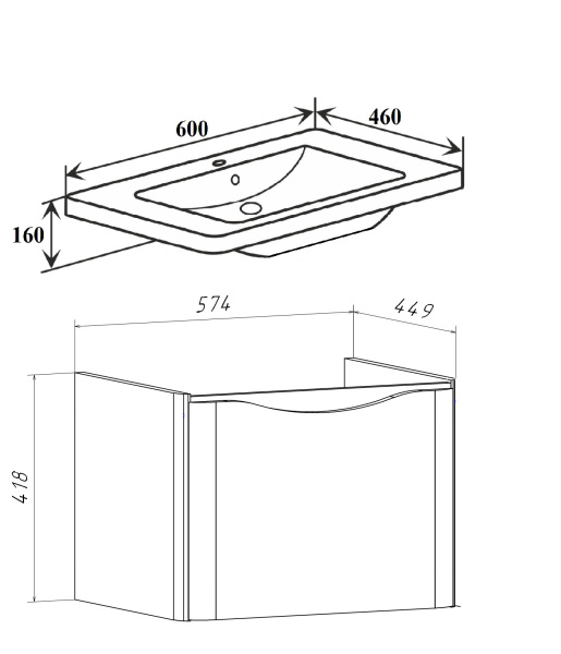 Тумба под раковину Runo Тоскана 60 белая Никсон 60 (00-00001412)