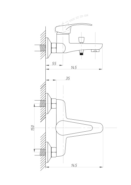 Смеситель для ванны ПСМ-Профсан КОМПЛЕКТАЦИЯ PSM-104-1