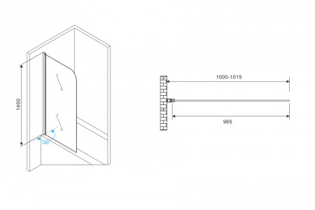 Шторка на ванну (100х140) ABBER Ewiges Wasser AG52100B черный