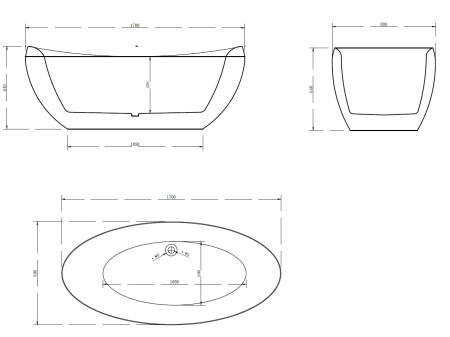 Акриловая ванна (170х80) ABBER AB9236 без гидромассажа, белый