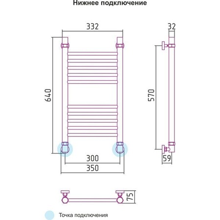 Полотенцесушитель водяной 600х300 Сунержа Богема 00-0102-6030