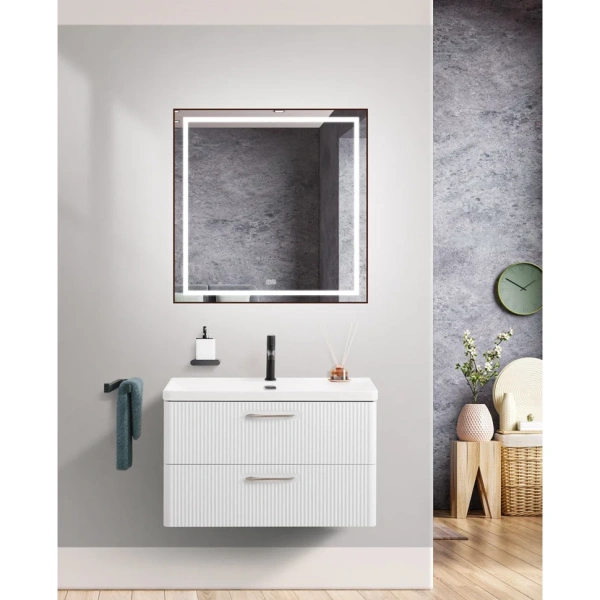 Тумба под раковину BelBagno Due DUE-800-2C-SO-BM-P без ручек, белый металлик