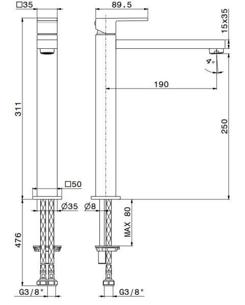 Смеситель для раковины Kerama Marazzi Futura 66419KM.01.093 Смеситель для раковины Kerama Marazzi Futura 66419KM.01.093