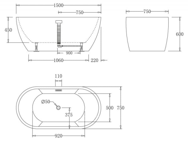 Ванна акриловая BelBagno BB70-1500 Ванна акриловая BelBagno BB70-1500