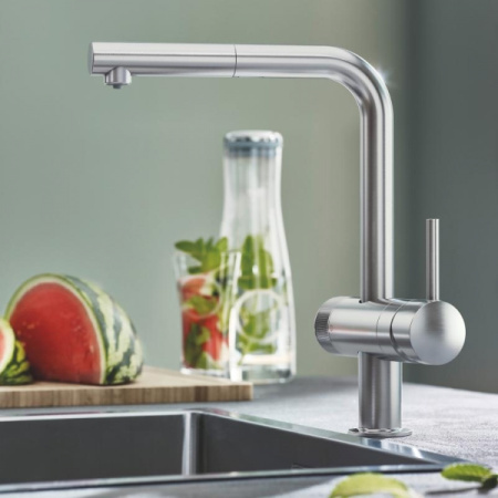 Смеситель для кухни Grohe Blue Pure Minta c фильтром 119707 суперсталь
