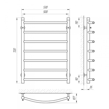 Электрический полотенцесушитель Laris Классик Стойка П6