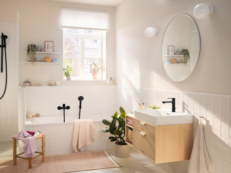Смеситель для раковины с донным клапаном Hansgrohe Rebris S 72517670 черный матовый