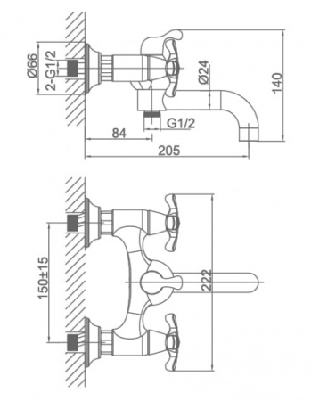 Смеситель для ванны D&K Hessen Lorsch (DA1413201)