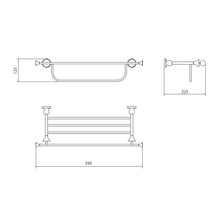Полка для полотенец 60см. 4-ая RUSH Crete CR35543