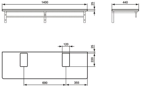 Столешница для умывальника Ideal Standard SoftMood T7816WG