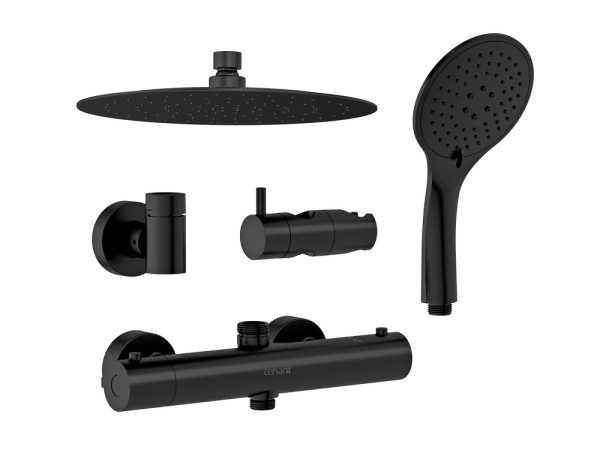 Душевая система термостатическая Cersanit BRASKO BLACK 63112 черный Душевая система термостатическая Cersanit BRASKO BLACK 63112 черный