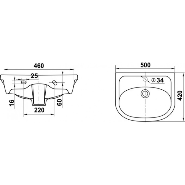 Раковина встраиваемая сверху (50х42) Grossman Керамин Рива 408592